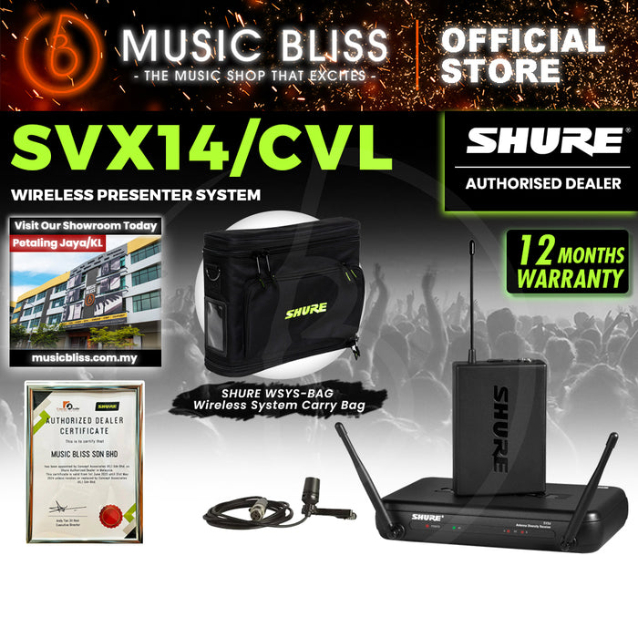 Shure SVX14/CVL Wireless Presenter System , SVX4 Diversity Receiver, SVX1 Bodypack Transmitter & CVL Centraverse Lavalier Condenser Microphone