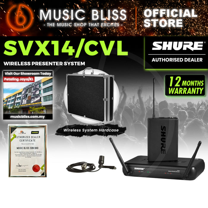 Shure SVX14/CVL Wireless Presenter System , SVX4 Diversity Receiver, SVX1 Bodypack Transmitter & CVL Centraverse Lavalier Condenser Microphone