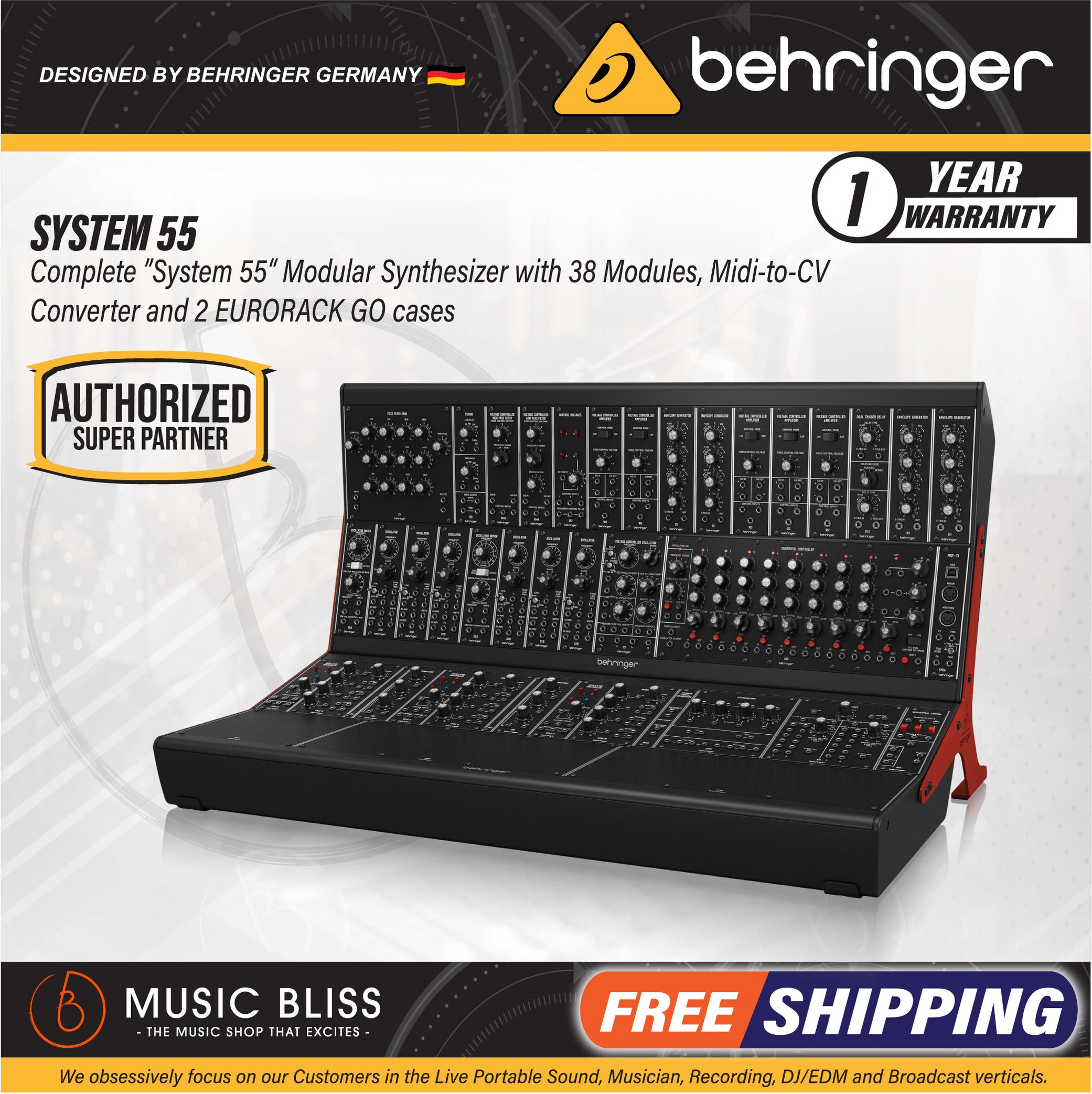 Behringer System 55 Complete Eurorack Modular Synthesizer | Music Bliss ...