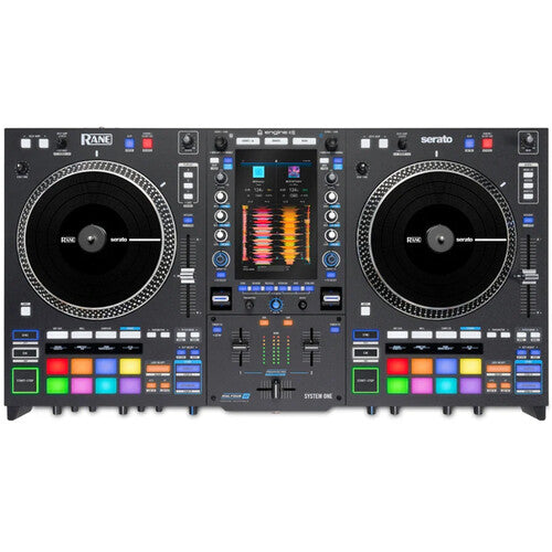 Rane System One All-in-one DJ Controller, 2-channel Standalone DJ System with Motorized Platters & Touchscreen