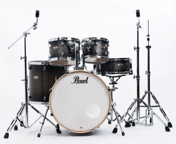 Pearl Decade Maple 5-Piece Drum Set with Hardware, Drumstick and Throne - 22 Inch Bass Drum - Satin Black Burst