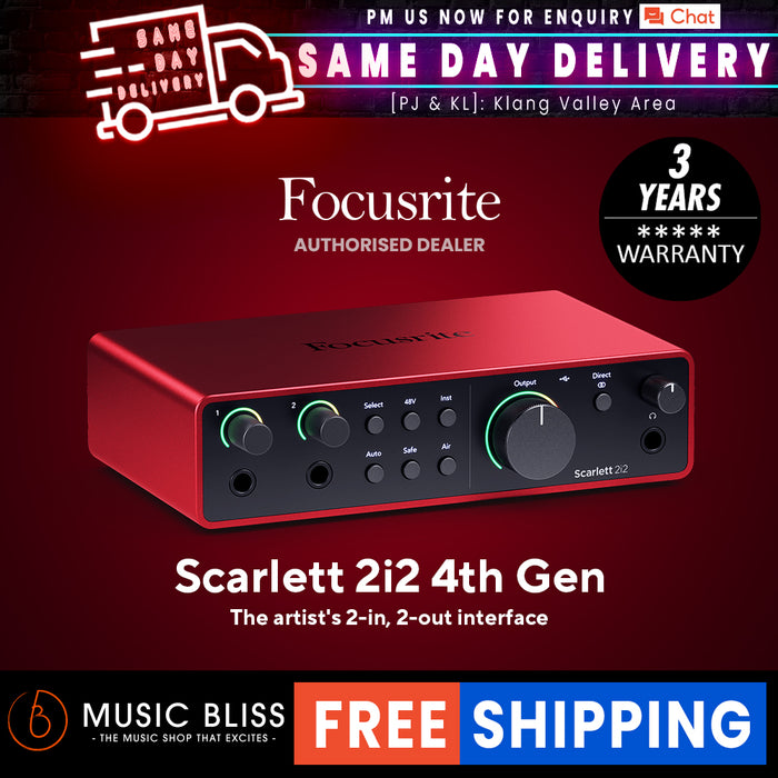 Focusrite Scarlett 2i2 4th Gen USB Audio Interface - Music Bliss Malaysia