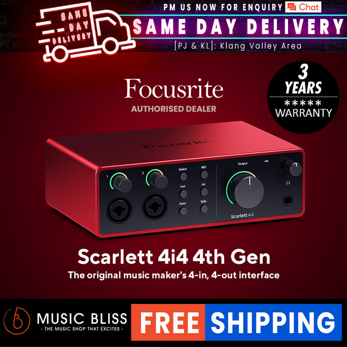 Focusrite Scarlett 4i4 4th Gen USB Audio Interface - Music Bliss Malaysia