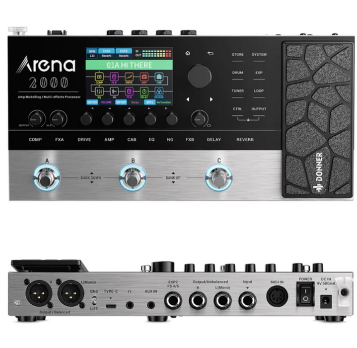 Donner Arena 2000 Multi-Effect Guitar Pedal AMP Modeling Multiple Effects Processor - Music Bliss Malaysia