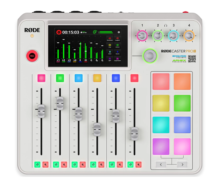 Rode RodeCaster Pro II All-in-One Production Solution for Podcasting, Streaming, Music Production and Content Creation - White