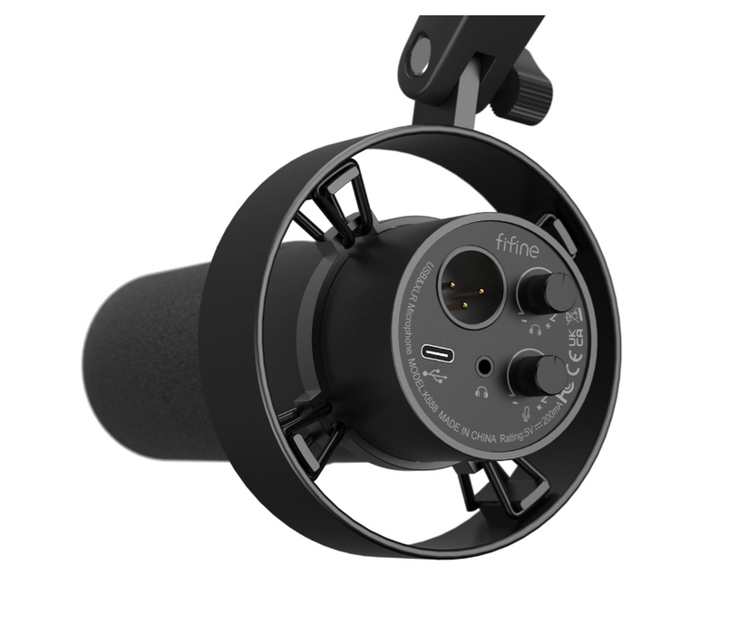 FIFINE T688 Podcast Microphone Kit, USB/XLR Dynamic Microphone with Boom Arm for PC/XLR Mixer, Gaming Mic with Mute Button, Headphone Jack for Vocal, Voice-Over, Streaming, Music Recording