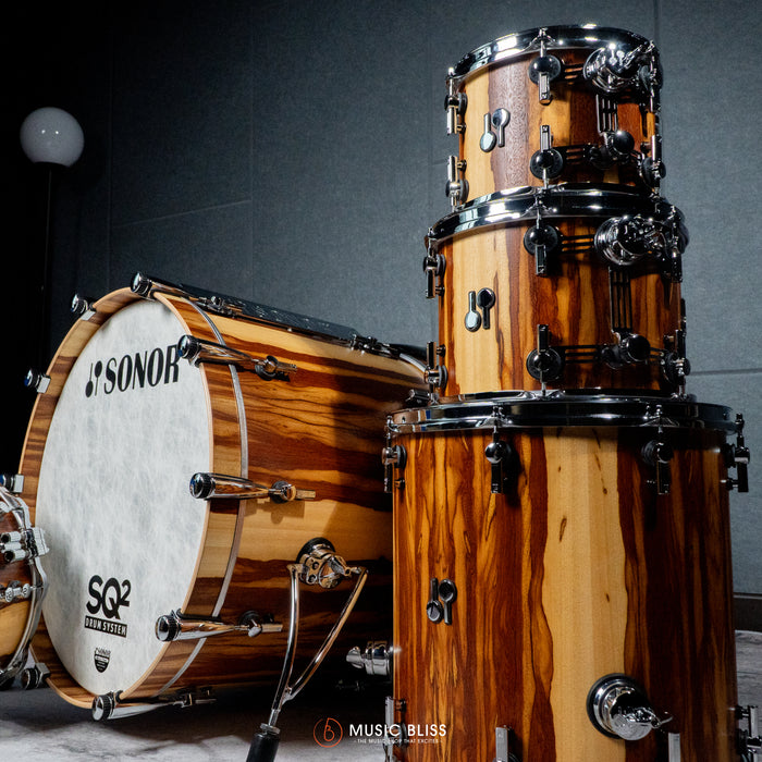 Sonor SQ2 Maple 5-piece Shell Pack 10/12/16/22/14SD Acoustic Drum Set - African Marble Veneer Semi Gloss