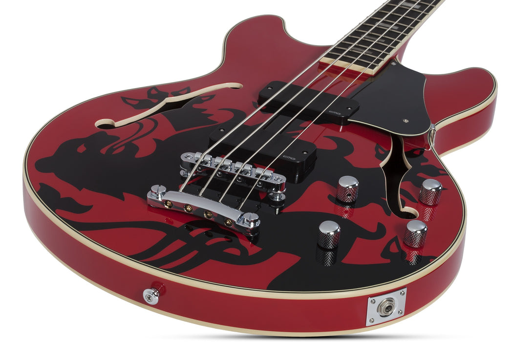 Schecter Simon Gallup Corsair Electric Bass Guitar - Red/Gloss Black