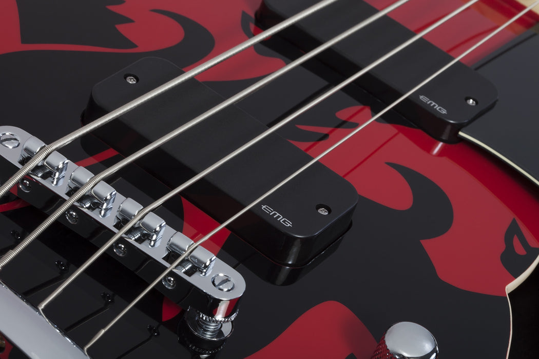 Schecter Simon Gallup Corsair Electric Bass Guitar - Red/Gloss Black