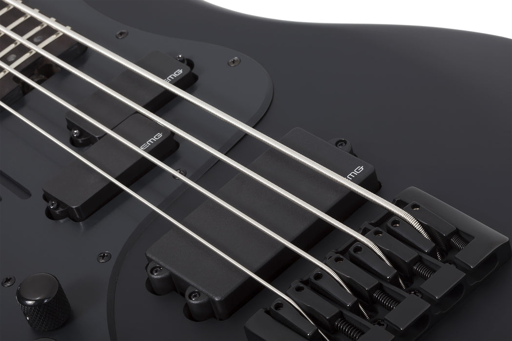 Schecter Stiletto-4 Stealth Pro EX Left-Handed Electric Bass Guitar - Satin Black