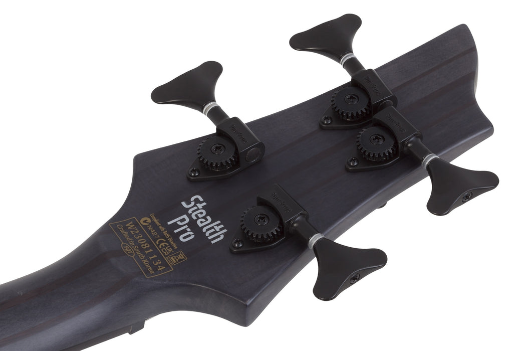Schecter Stiletto-4 Stealth Pro Left-Handed Electric Bass Guitar - Satin Black