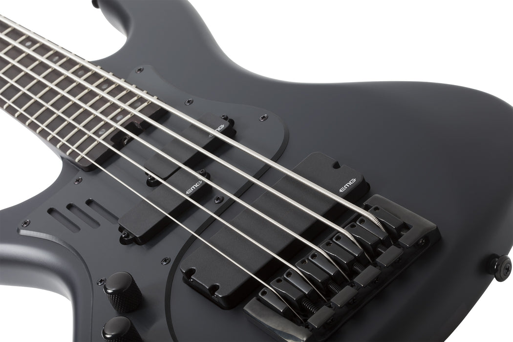 Schecter Stiletto-5 Stealth Pro Left-Handed Electric Bass Guitar - Satin Black