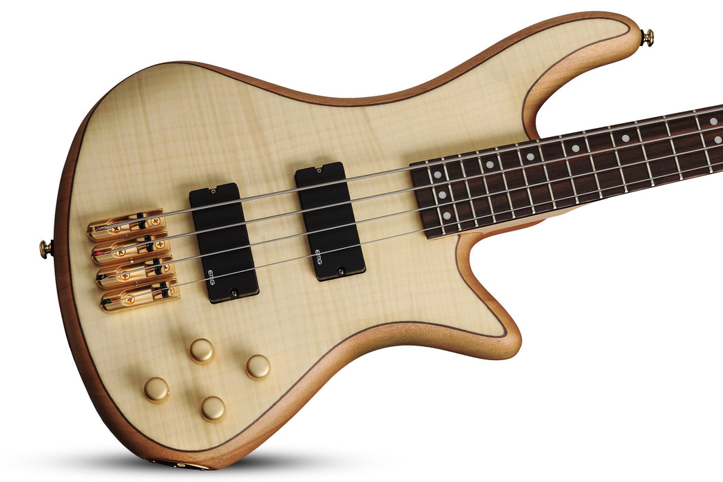 Schecter Stiletto Custom-4 Left-Handed Electric Bass Guitar - Natural Satin