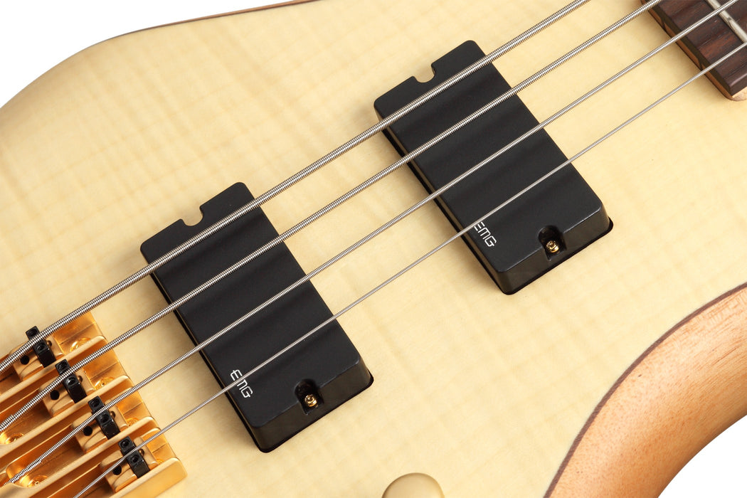 Schecter Stiletto Custom-4 Left-Handed Electric Bass Guitar - Natural Satin