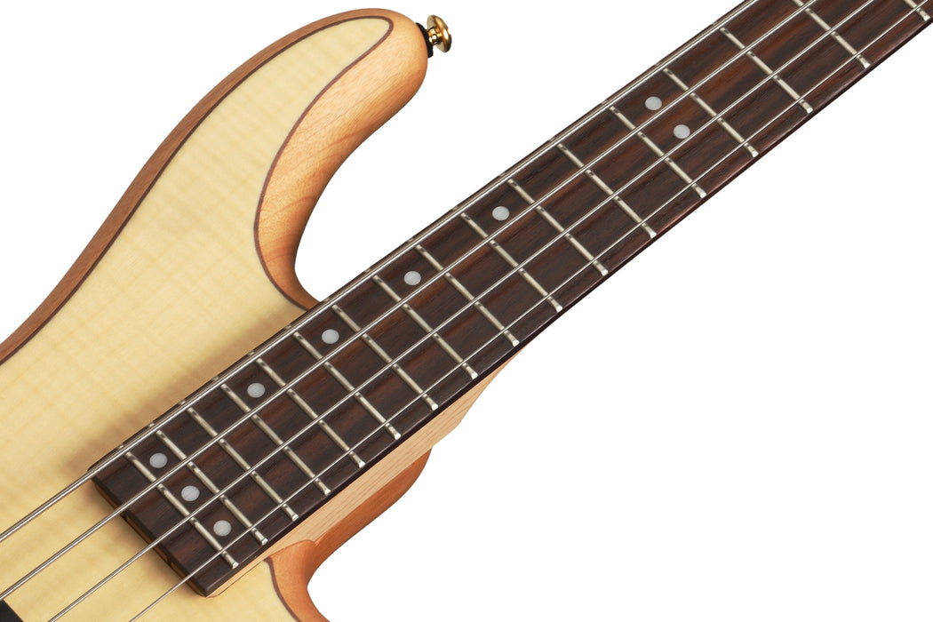 Schecter Stiletto Custom-4 Left-Handed Electric Bass Guitar - Natural Satin