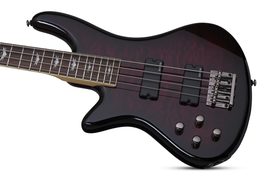 Schecter Stiletto Extreme-4 Left-Handed Electric Bass Guitar - Black Cherry