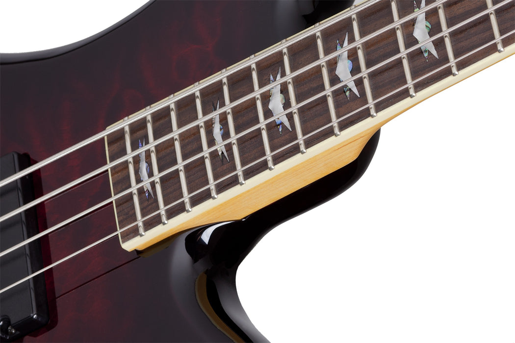 Schecter Stiletto Extreme-4 Left-Handed Electric Bass Guitar - Black Cherry