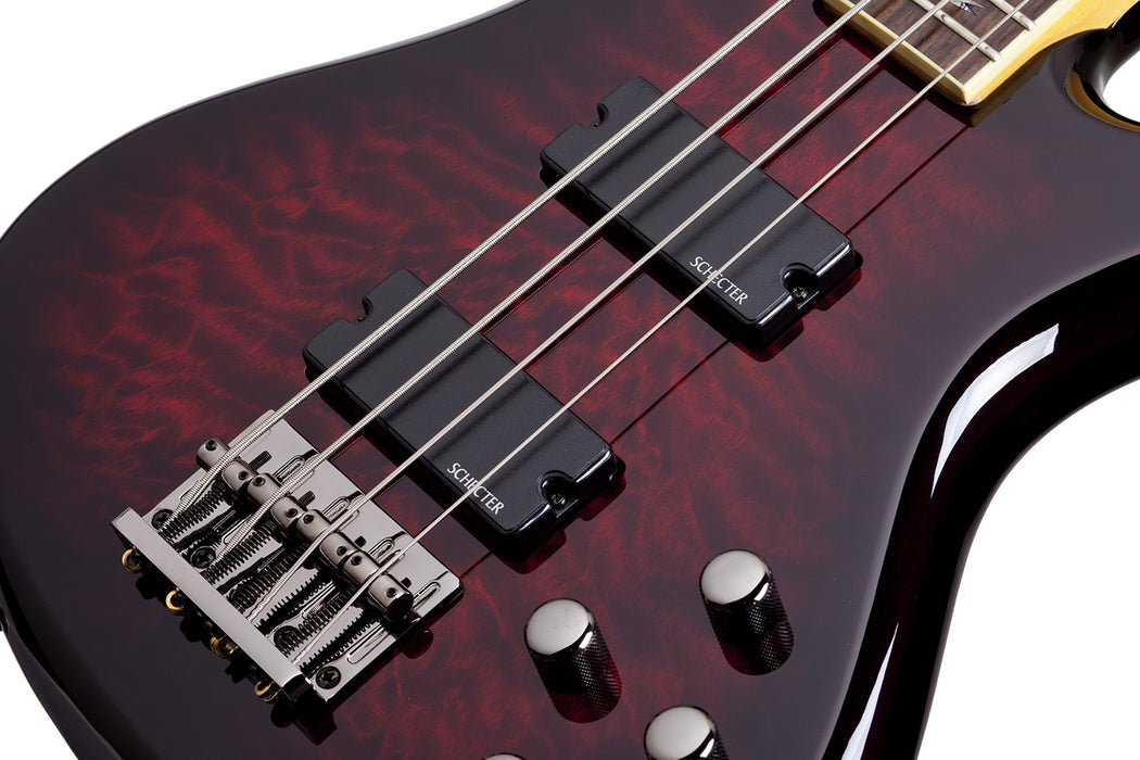 Schecter Stiletto Extreme-4 Left-Handed Electric Bass Guitar - Black Cherry
