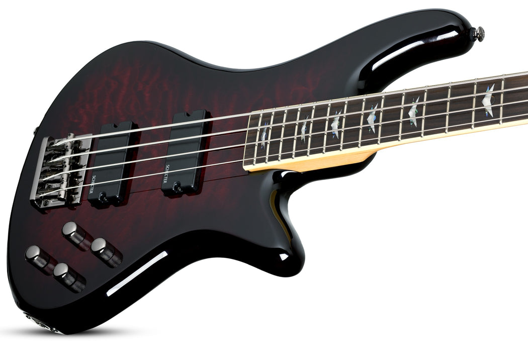 Schecter Stiletto Extreme-4 Left-Handed Electric Bass Guitar - Black Cherry