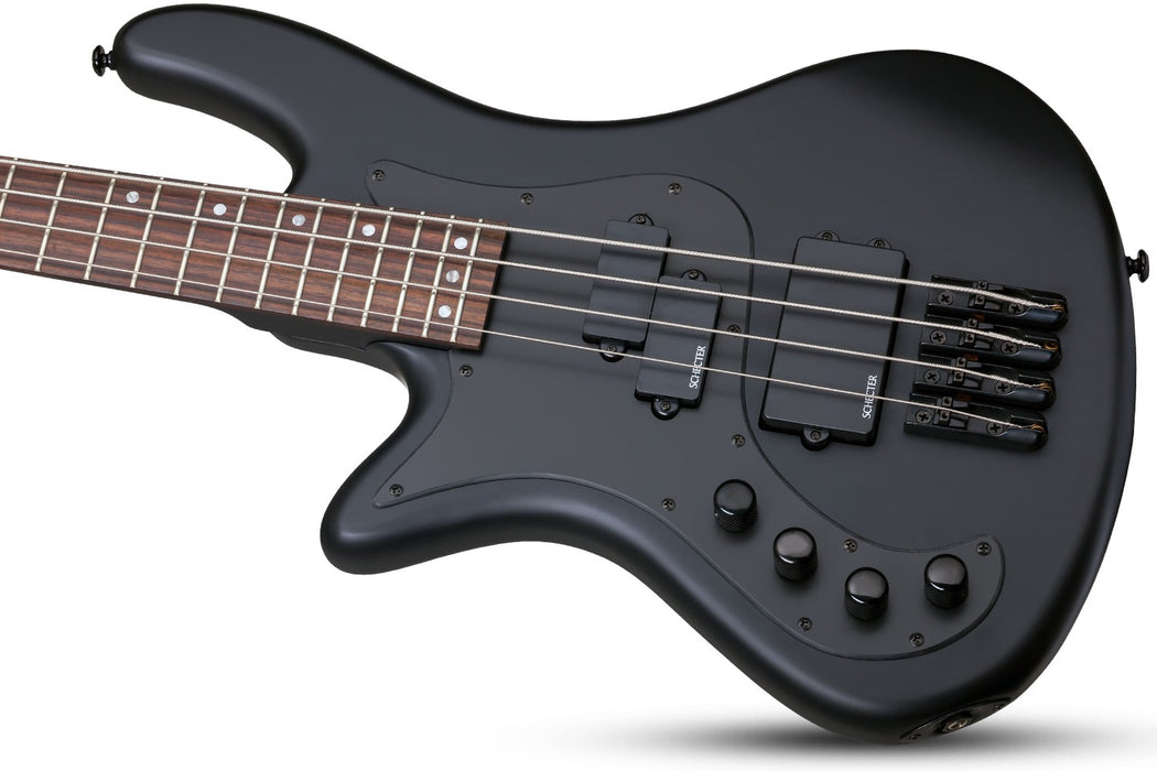 Schecter Stiletto Stealth-4 Left-Handed Electric Bass Guitar - Satin Black