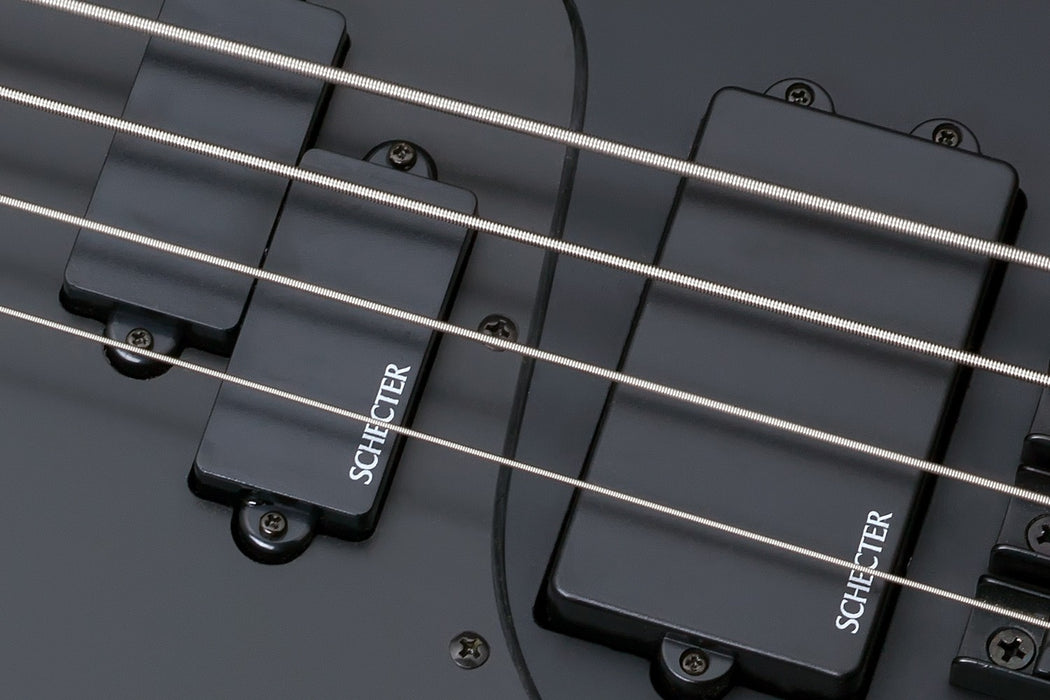 Schecter Stiletto Stealth-4 Left-Handed Electric Bass Guitar - Satin Black