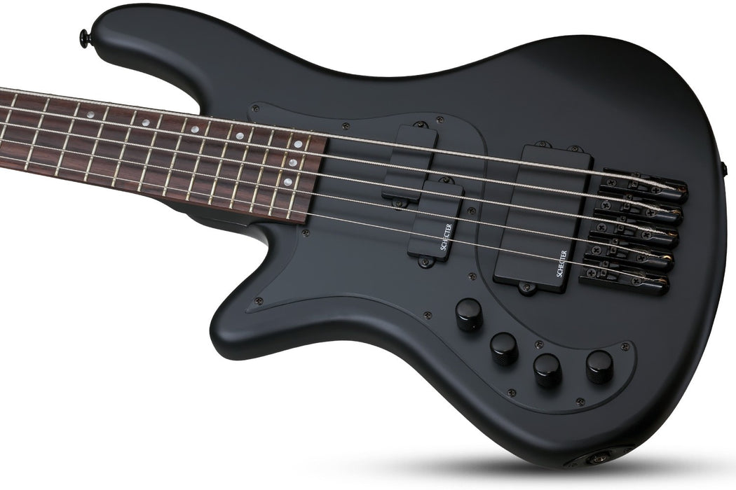 Schecter Stiletto Stealth-5 Left-Handed Electric Bass Guitar - Satin Black