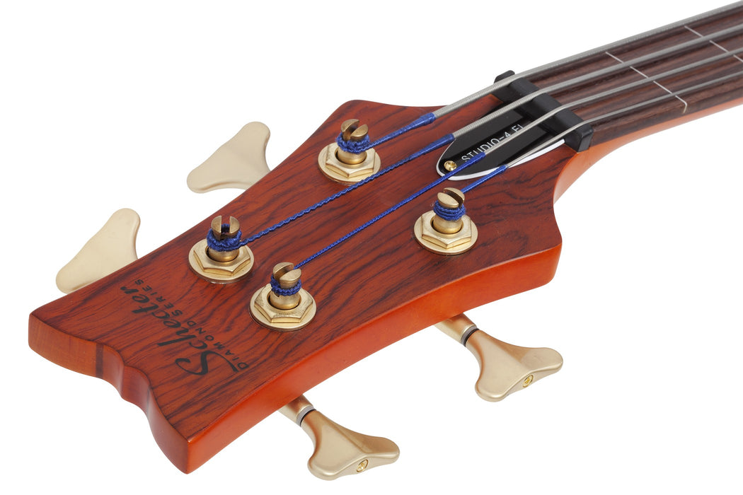 Schecter Stiletto Studio-4 FL Left-Handed Electric Bass Guitar - Honey Satin