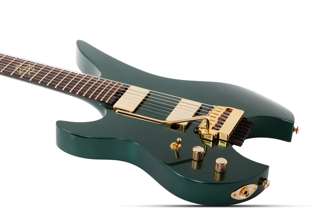 Schecter Synyster Gates Custom-7 TR Headless Left-Handed Electric Guitar - Oak Green Metallic