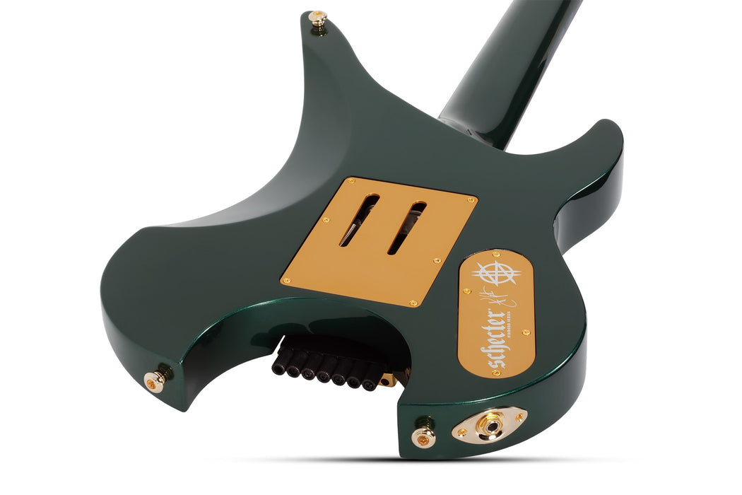 Schecter Synyster Gates Custom-7 TR Headless Left-Handed Electric Guitar - Oak Green Metallic