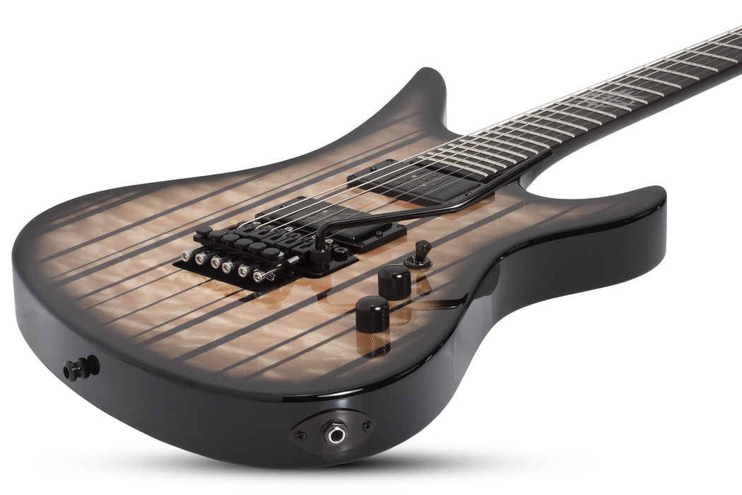 Schecter Synyster Gates FR QM USA Signature Electric Guitar - Trans Clear Black Burst with Pinstripes