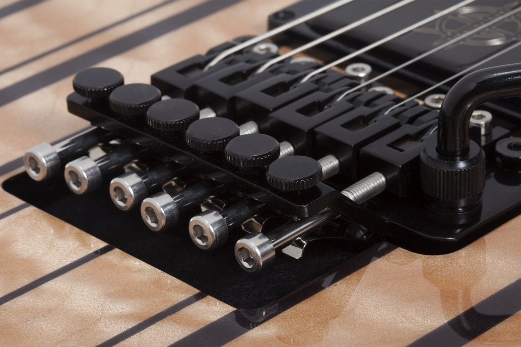 Schecter Synyster Gates FR QM USA Signature Electric Guitar - Trans Clear Black Burst with Pinstripes