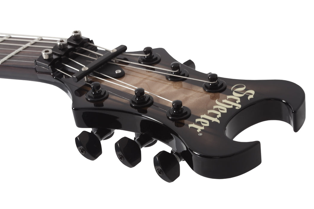 Schecter Synyster Gates FR QM USA Signature Electric Guitar - Trans Clear Black Burst with Pinstripes