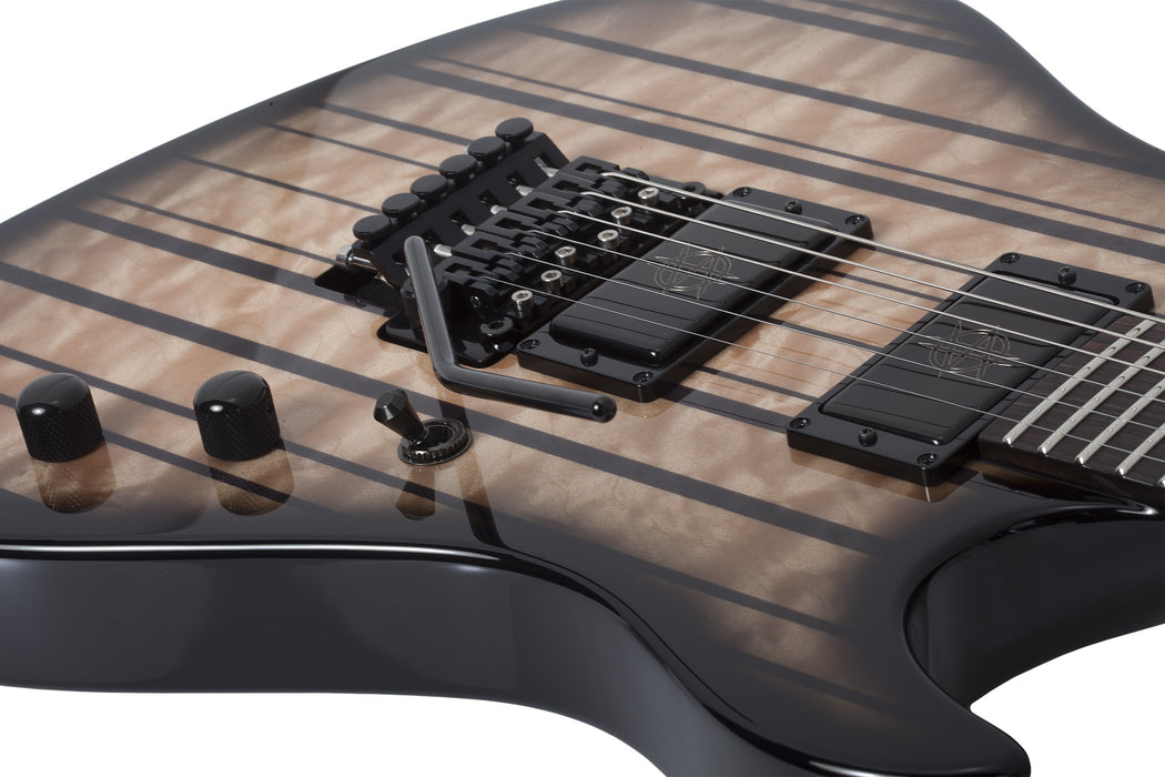 Schecter Synyster Gates FR QM USA Signature Electric Guitar - Trans Clear Black Burst with Pinstripes
