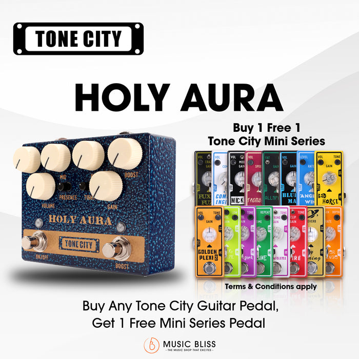 Tone City Holy Aura Distortion & Boost Guitar Pedal - Music Bliss Malaysia