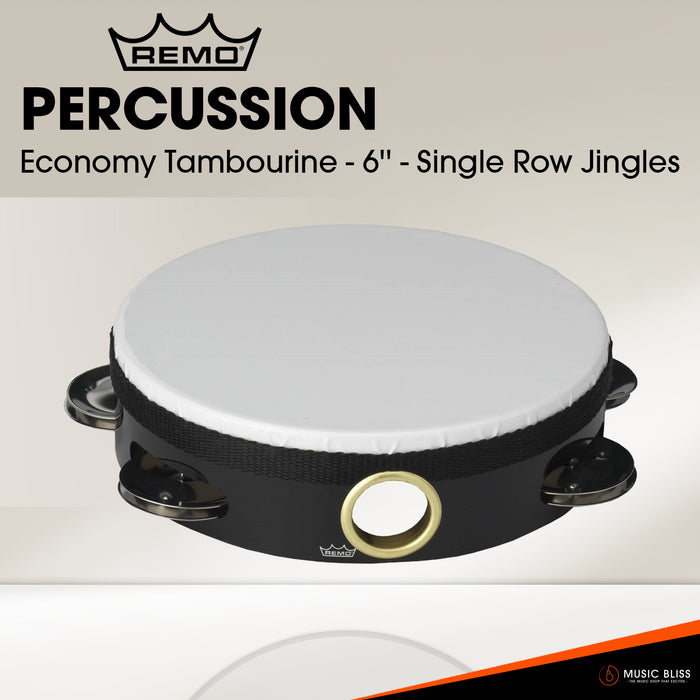 Remo Economy Tambourine - 6'' - Single Row Jingles