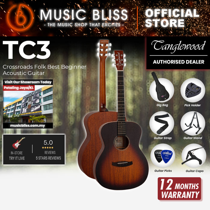 Tanglewood TC3 Crossroads Folk Best Beginner Acoustic Guitar for Starters