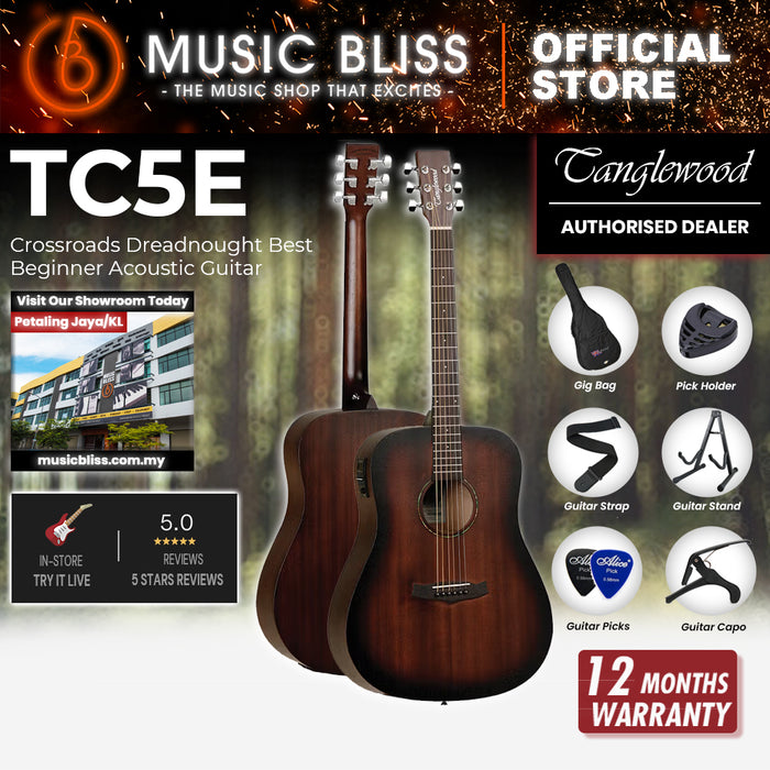 Tanglewood TC5 E Crossroads Dreadnought Best Beginner Acoustic Guitar for Starters