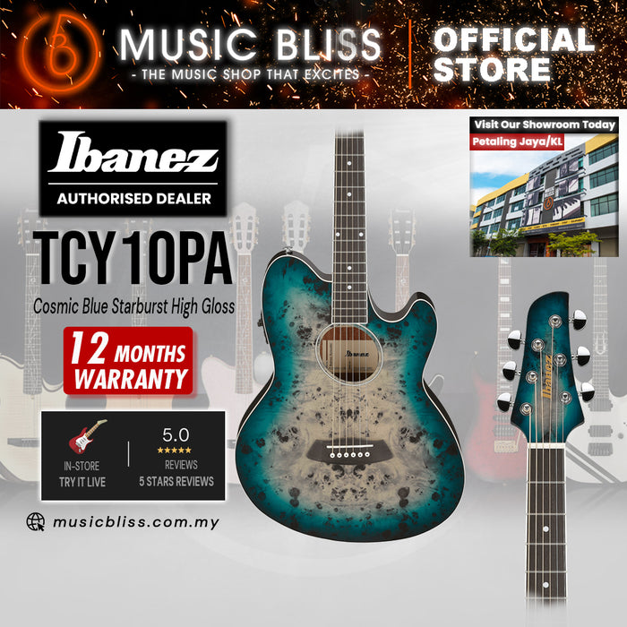 Ibanez Talman TCY10PA Electro Acoustic Guitar - Cosmic Blue Starburst High Gloss