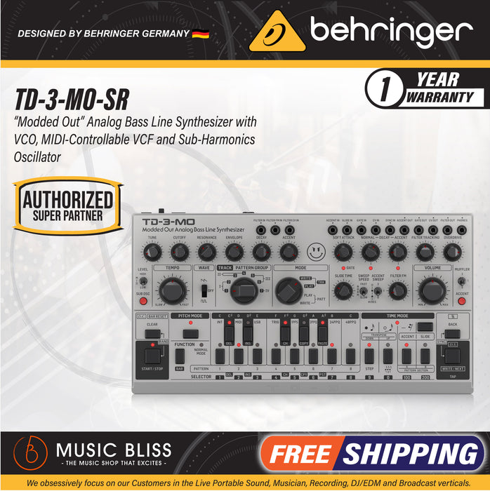 Behringer TD-3-MO-SR Analog Bass Line Synthesizer - Silver - Music Bliss Malaysia