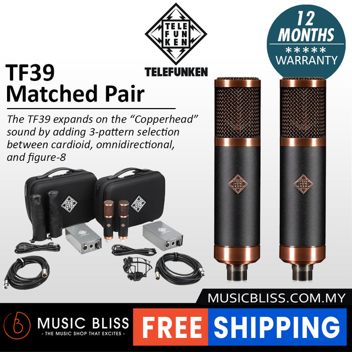 Telefunken TF39 Copperhead Deluxe Matched Pair Large-diaphragm Tube Condenser Microphone