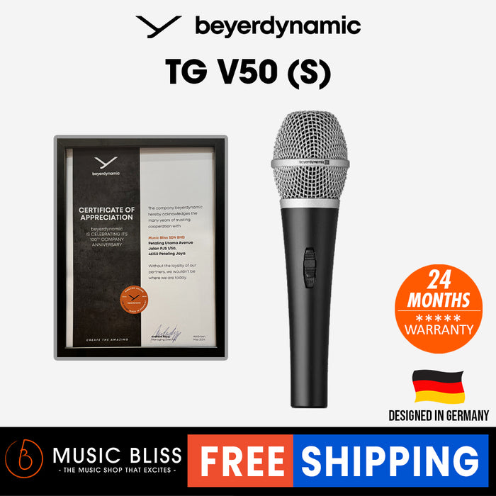 Beyerdynamic TG V50 s Cardioid Dynamic Vocal Microphone with On/Off Switch, Microphone Clamp & Storage Bag Included