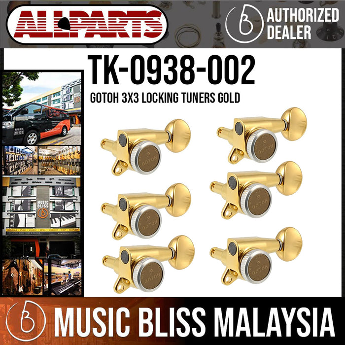 ALLPARTS TK-0938-002 Gotoh 3X3 Locking Tuners Gold (Pack of 6) - Music Bliss Malaysia