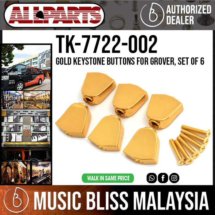ALLPARTS TK-7722-002 Gold Keystone Buttons for Grover, Set of 6 - Music Bliss Malaysia