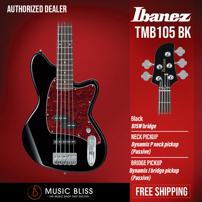 Ibanez Talman TMB105 5-string Bass Guitar - Black - Music Bliss Malaysia