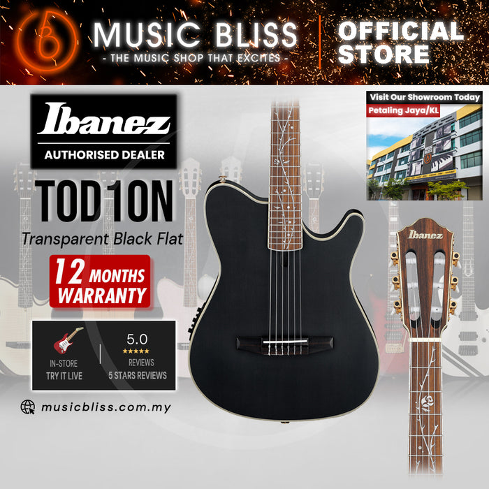 Ibanez TOD10N Tim Henson Signature Nylon Acoustic-electric Guitar - Transparent Black Flat
