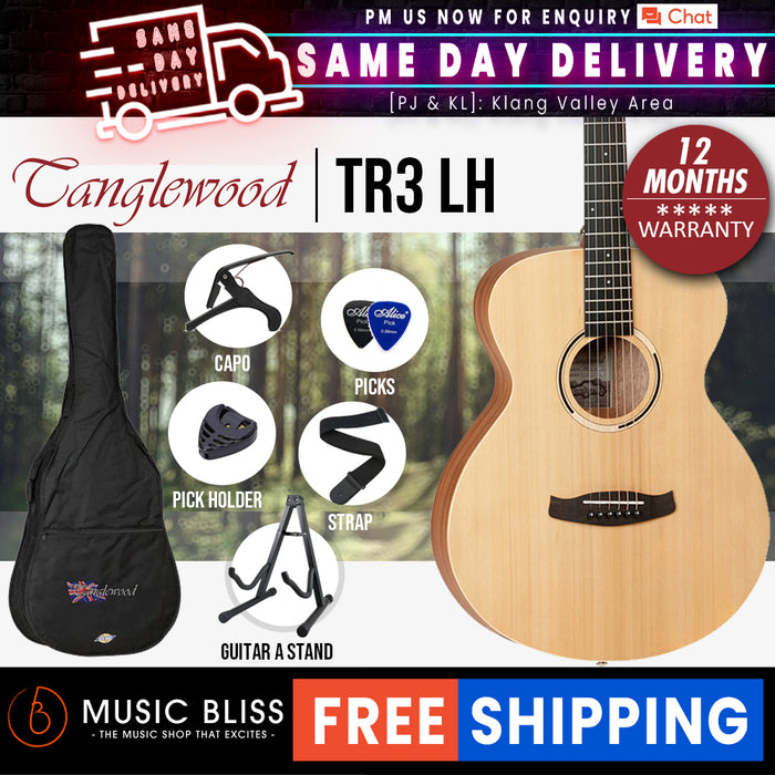 Tanglewood TR3 LH Roadster II Orchestra Left-Handed Best Beginner Acoustic Guitar for Starters - Music Bliss Malaysia