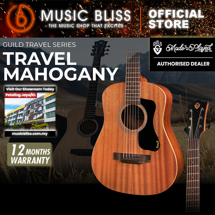 Guild Travel Mahogany Acoustic Guitar with Gig Bag - Natural, Full Mahogany