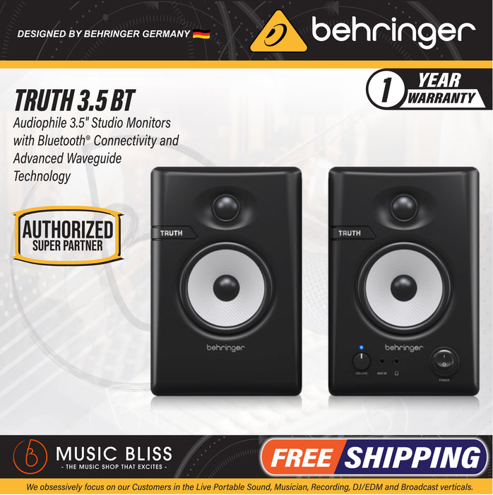 Behringer TRUTH 3.5 BT 3.5-inch Powered Studio Monitor Pair with Bluetooth - Pair - Music Bliss Malaysia