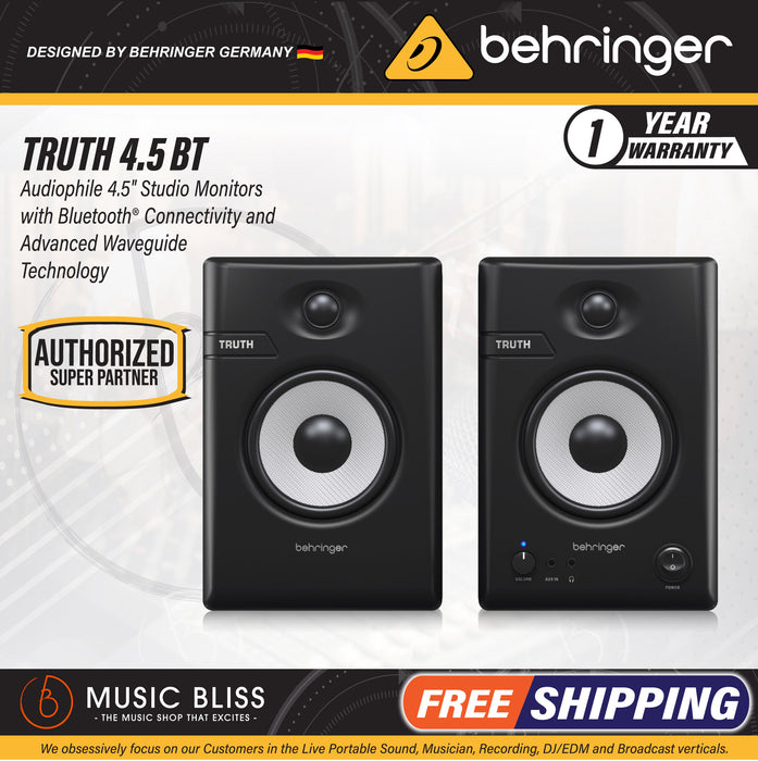 TRUTH 4.5 BT 4.5-inch Powered Studio Monitor Pair with Bluetooth - Pair - Music Bliss Malaysia
