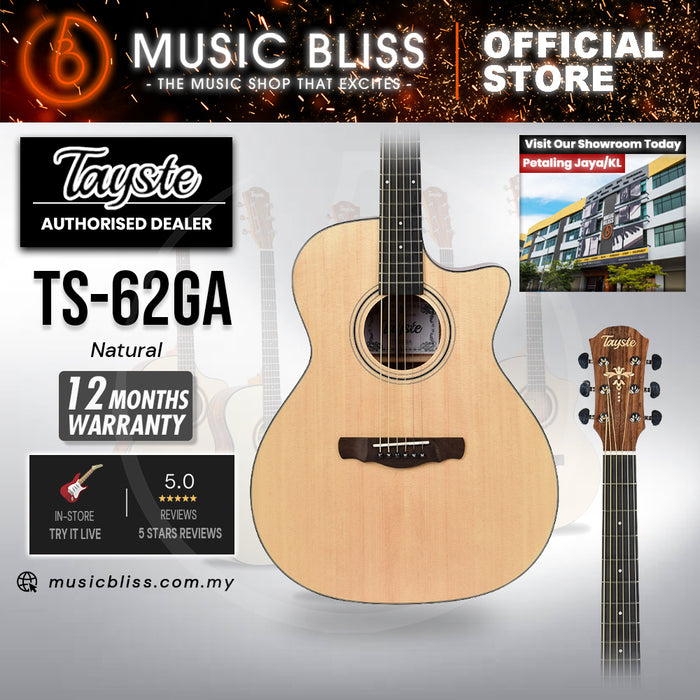 Tayste TS-62GA-N Budget Beginner Grand Auditorium Acoustic Guitar - Natural